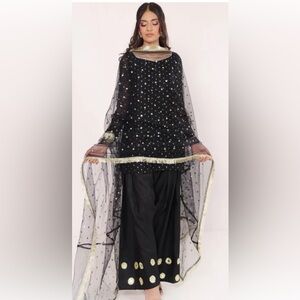 Black and Gold Embellished Outfit Farshi shalwar